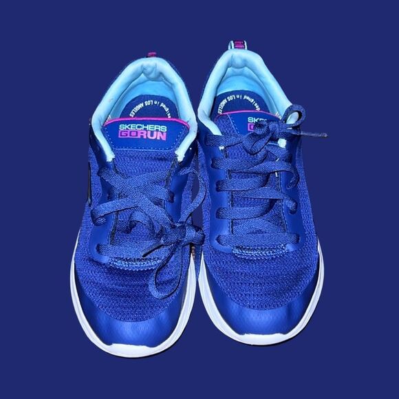 Junior Skechers Go Run 400 V2 Blue/Pink Sneakers Size 4 - Picture 2 of 7